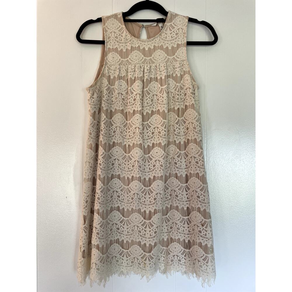 SPEECHLESS Cream Lined Lace Dress Size XS